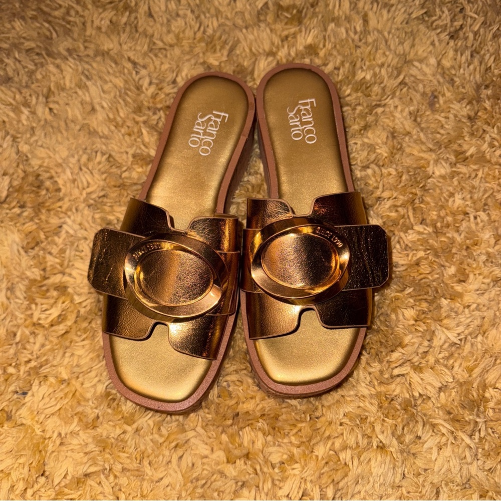 Franco Sarto Bronze Slide Sandals